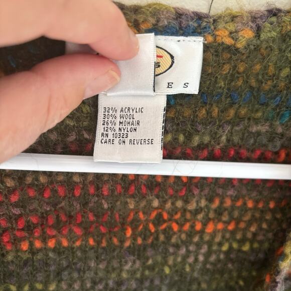 VTG Talbots Small Petite Mohair Blend Open Cardigan Rainbow Cozy Boho - Picture 3 of 8
